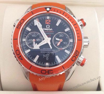 Swiss Grade Omega Seamaster Planet Ocean Watch / SS Black & Orange Rubber